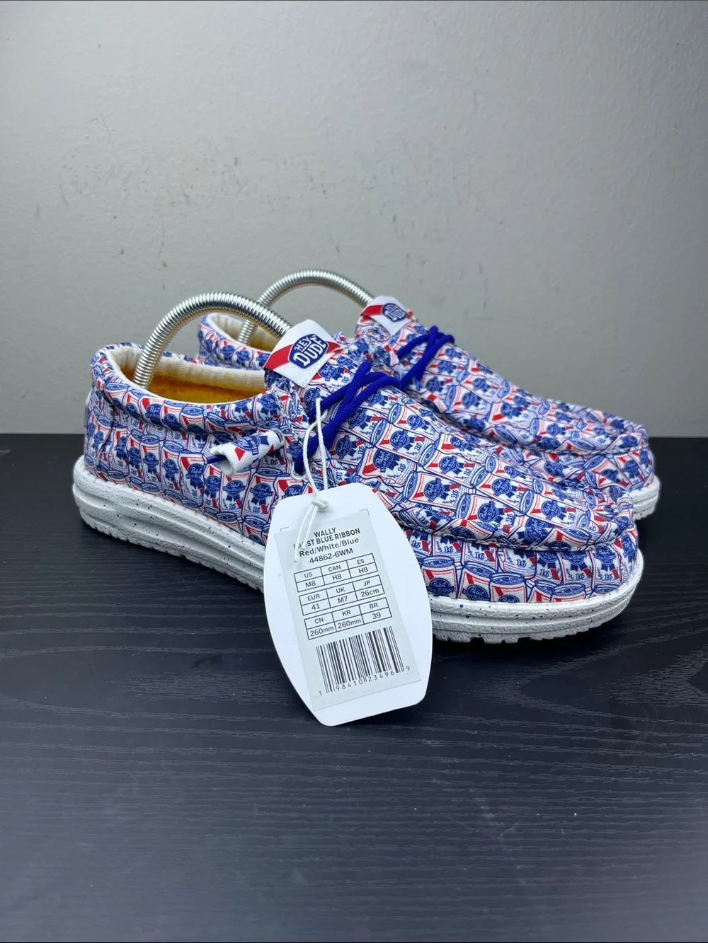 Hey Dude Wally Pabst Men's Sz 8 Red White Blue Slip On Casual Shoes